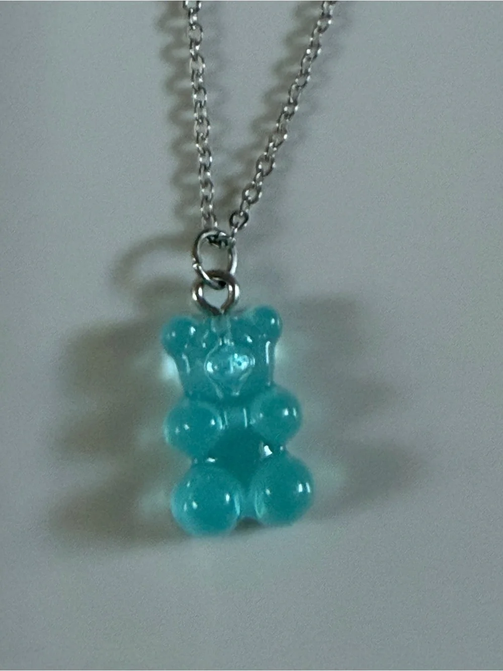 Blue Gummy Bear Pendant Necklace